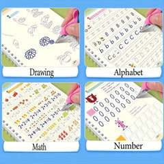 Kids School Supplies Bundle: 4 Books, 1 Pen, 6 Refills, 1 Pen Holder