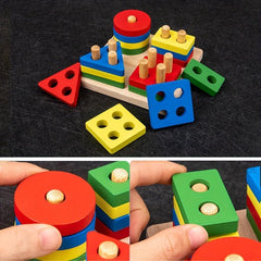 Wooden Montessori Toys Rattle Bell Bead Set Musical Instruments