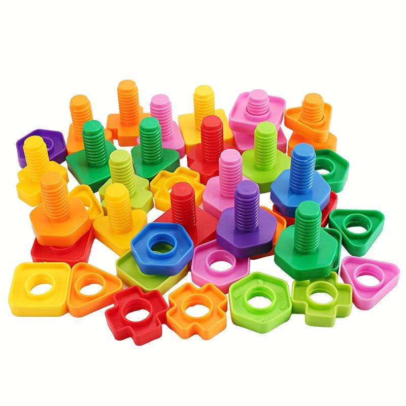 40 Pcs Nut-Shaped Screw Building Blocks Educational Montessori Toy