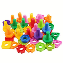 40 Pcs Nut-Shaped Screw Building Blocks Educational Montessori Toy
