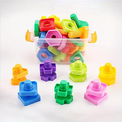 40 Pcs Nut-Shaped Screw Building Blocks Educational Montessori Toy