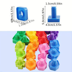 40 Pcs Nut-Shaped Screw Building Blocks Educational Montessori Toy
