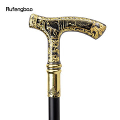 Golden Wolf Handle Walking Cane Decorative Gentleman Cosplay Cane Knob