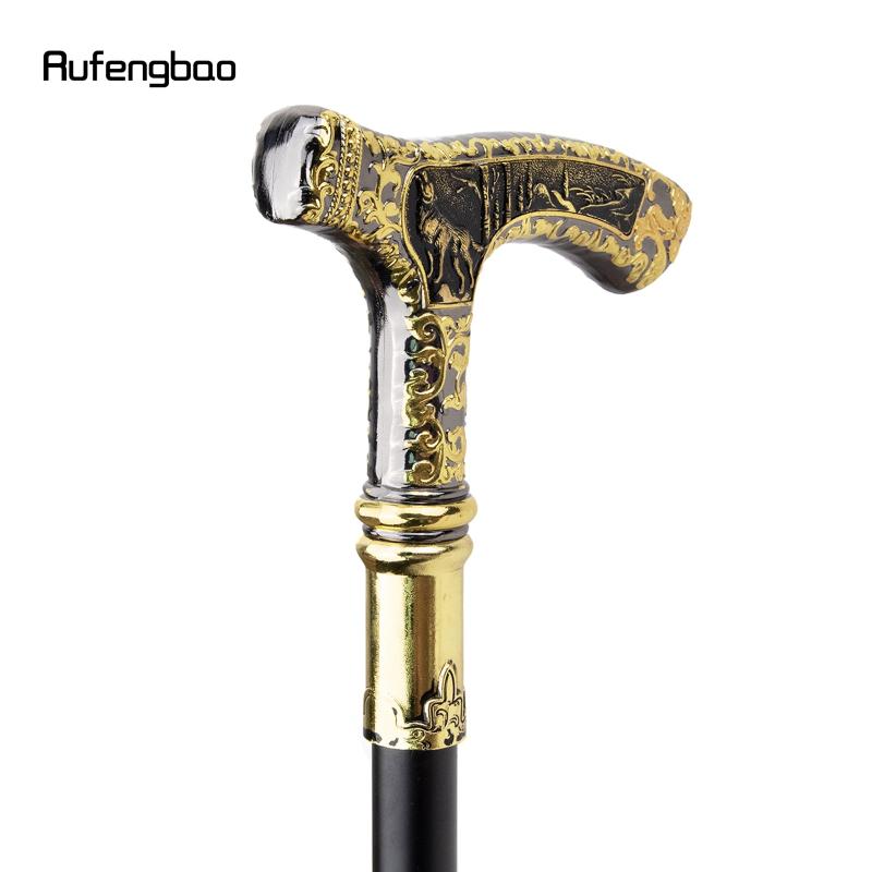 Golden Wolf Handle Walking Cane Decorative Gentleman Cosplay Cane Knob