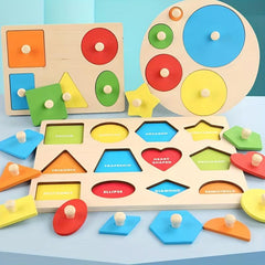 Wooden Shape Sorting Puzzle Board for Toddlers
