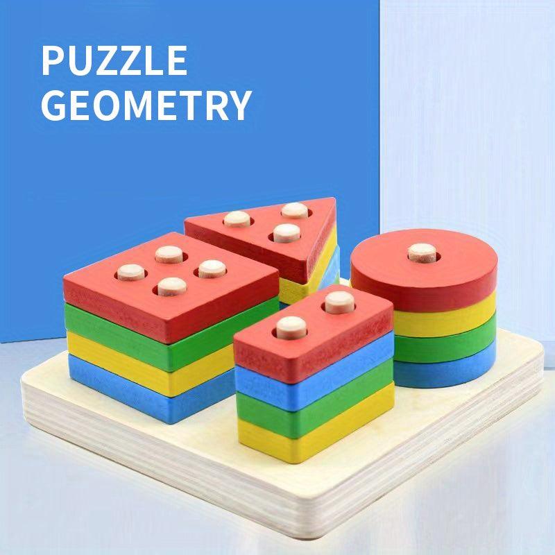 Montessori Wooden Building Blocks Assembly Set