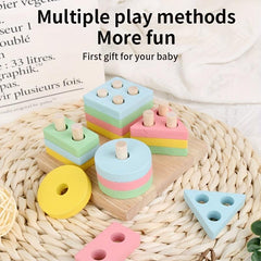 Montessori Wooden Building Blocks Assembly Set