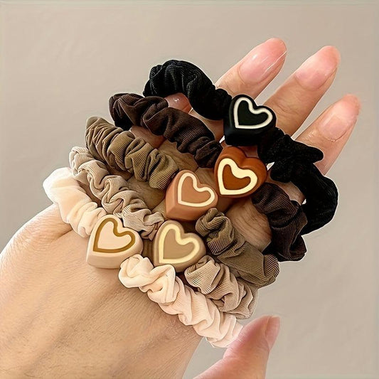 10PCS Coffee Love Pendent Hair Tie Girl Bowknot Elastic Rubber Hair Bands