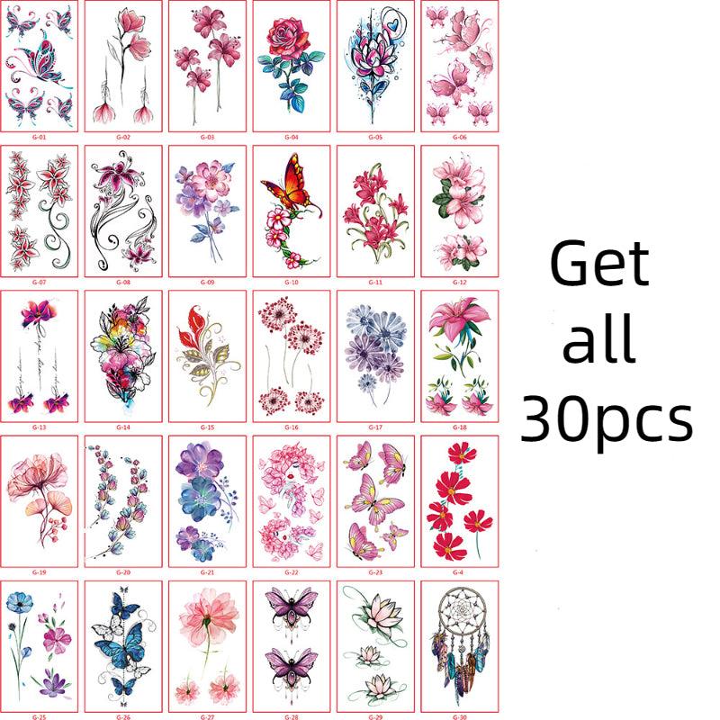 30pcs Flower Disposable Tattoo Stickers Waterproof Body Art Stickers