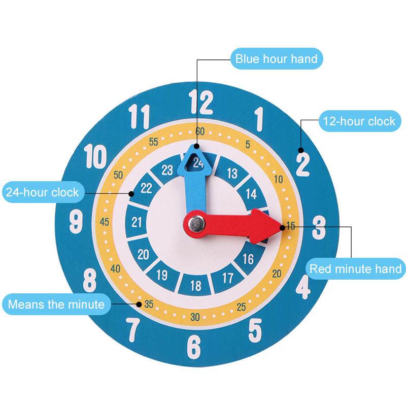 Montessori Wooden Clock Time Learning Educational Toy