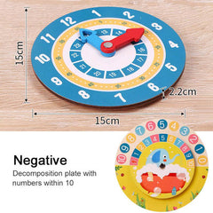 Montessori Wooden Clock Time Learning Educational Toy