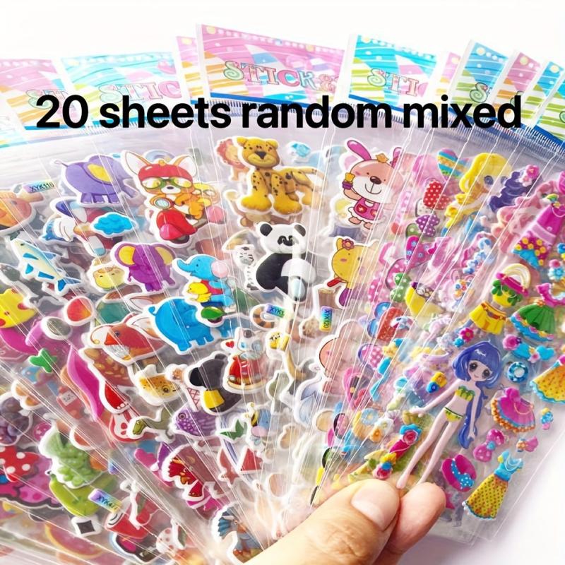 20pcs Random 3D Puffy Bulk Stickers For Party Teachers Craft