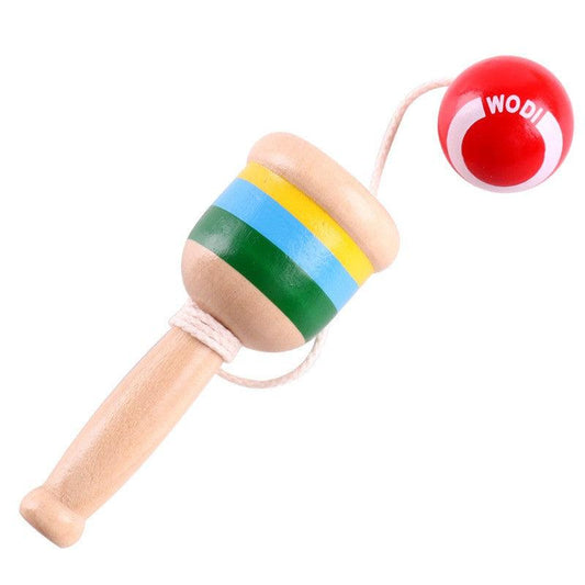 Kendama Wooden Skills Cup Traditional Toy Red Improve Coordination Reflexes Exer