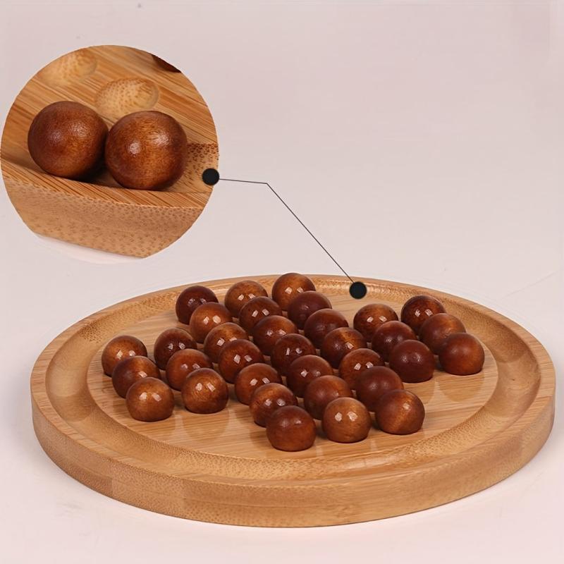 Wooden Peg Solitaire Board Game Educational Toys Desktop Decor