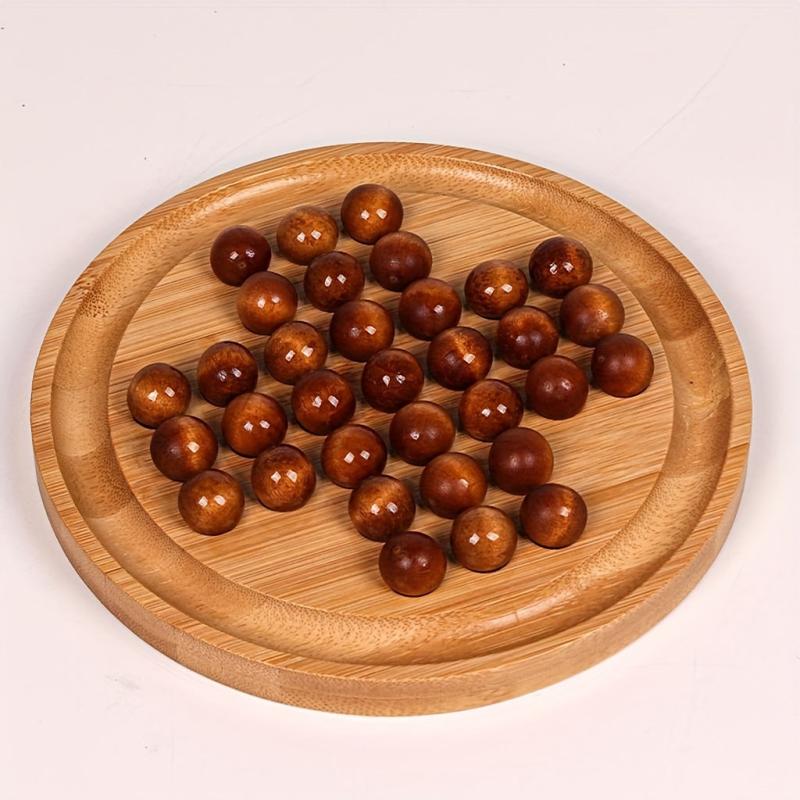 Wooden Peg Solitaire Board Game Educational Toys Desktop Decor