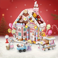 Building Blocks Christmas House Candy House Small Particles Assemble Toy Puzzles