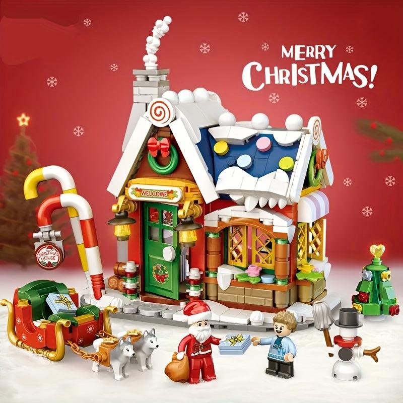 Building Blocks Christmas House Candy House Small Particles Assemble Toy Puzzles