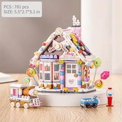 Building Blocks Christmas House Candy House Small Particles Assemble Toy Puzzles