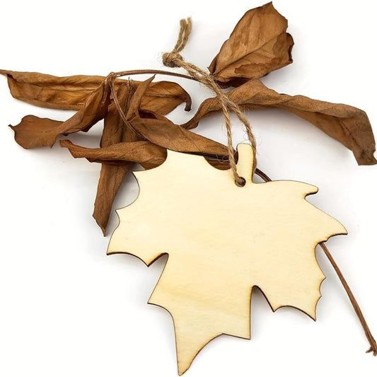10pcs Wooden Maple Leaves Hollow Out Ornaments