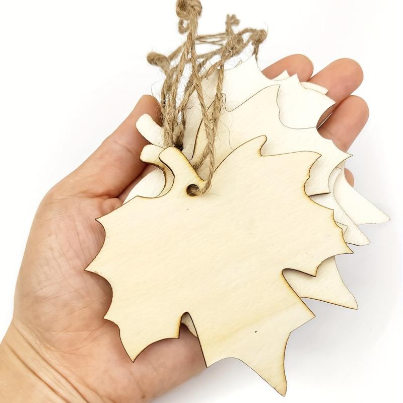 10pcs Wooden Maple Leaves Hollow Out Ornaments