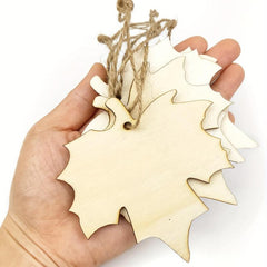 10pcs Wooden Maple Leaves Hollow Out Ornaments