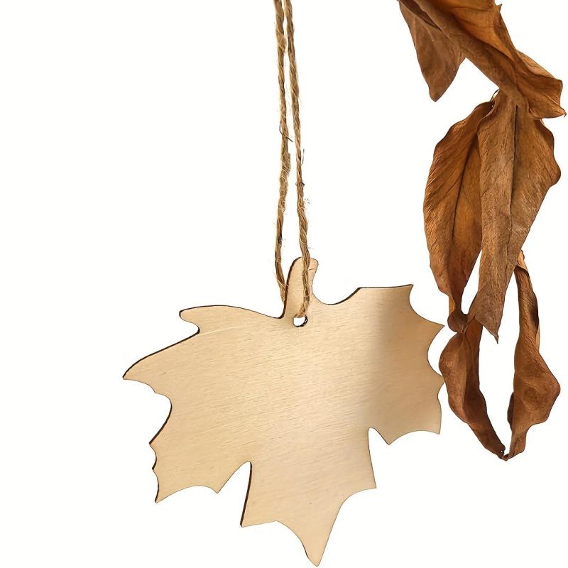 10pcs Wooden Maple Leaves Hollow Out Ornaments