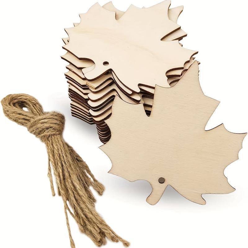 10pcs Wooden Maple Leaves Hollow Out Ornaments