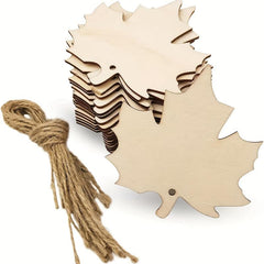 10pcs Wooden Maple Leaves Hollow Out Ornaments