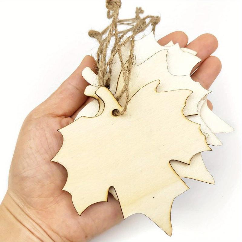 10pcs Wooden Maple Leaves Hollow Out Ornaments