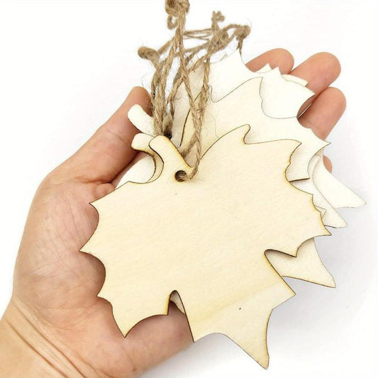 10pcs Wooden Maple Leaves Hollow Out Ornaments