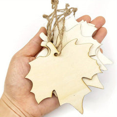 10pcs Wooden Maple Leaves Hollow Out Ornaments