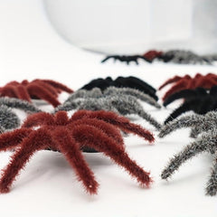 2pcs Small Plush Spiders Halloween Realistic Hairy Spider Mini Spider