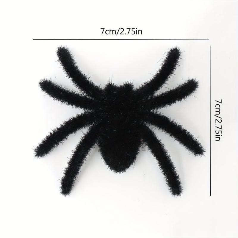 2pcs Small Plush Spiders Halloween Realistic Hairy Spider Mini Spider