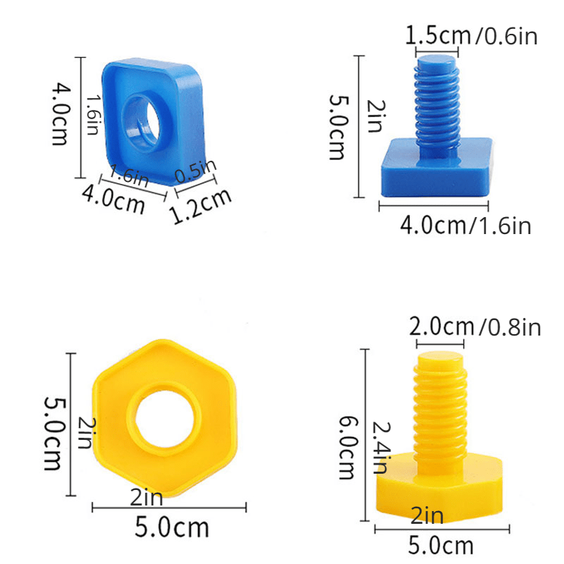 Educational Screw Building Blocks Insert Nut Shape Toys for Kids