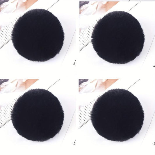4pcs Faux Rabbit Fur Pom Pom Keychains Elastic Loop Hats Scarves Gloves Bags