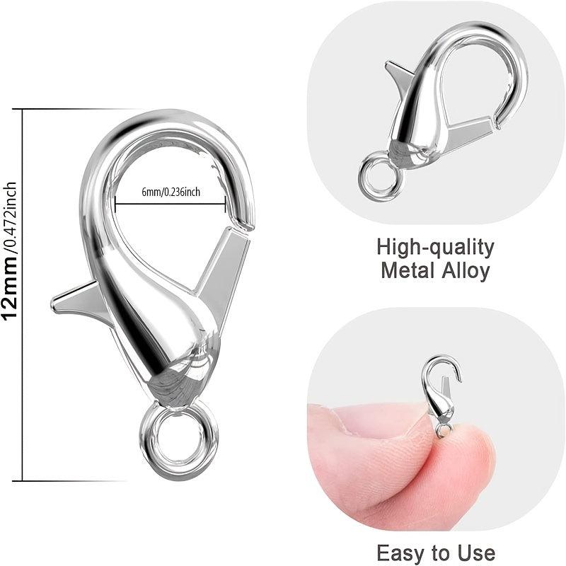 20Pcs 12mm Alloy Lobster Hooks for DIY Jewelry Making & Crafting