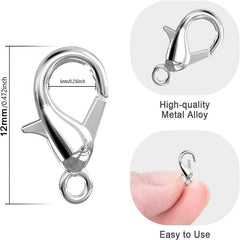 20Pcs 12mm Alloy Lobster Hooks for DIY Jewelry Making & Crafting