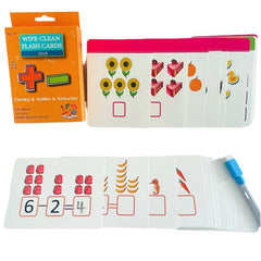 36 Flashcards & Erasable Pen for Kids Reading & Math Learning