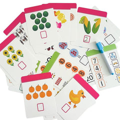 36 Flashcards & Erasable Pen for Kids Reading & Math Learning