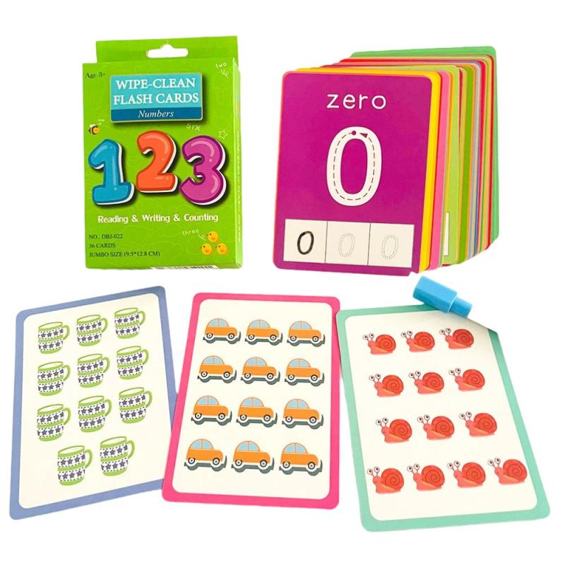 36 Flashcards & Erasable Pen for Kids Reading & Math Learning