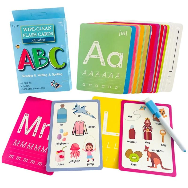36 Flashcards & Erasable Pen for Kids Reading & Math Learning