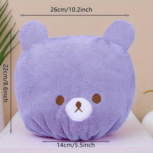 Bear Hair Drying Towel for Kids Girls Soft Absorbent Dry Hair Cap