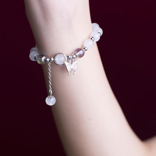 Butterfly Cat Eye Stone Moonlight Pendant Bracelet Gift