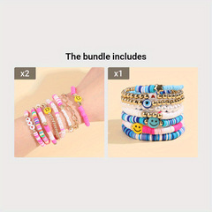 8-Piece Women's Beaded Elastic Bracelet Set Y2K Bracelets for Stacking