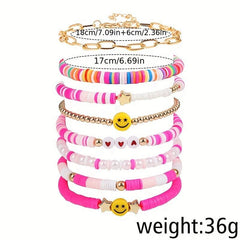 8-Piece Women's Beaded Elastic Bracelet Set Y2K Bracelets for Stacking