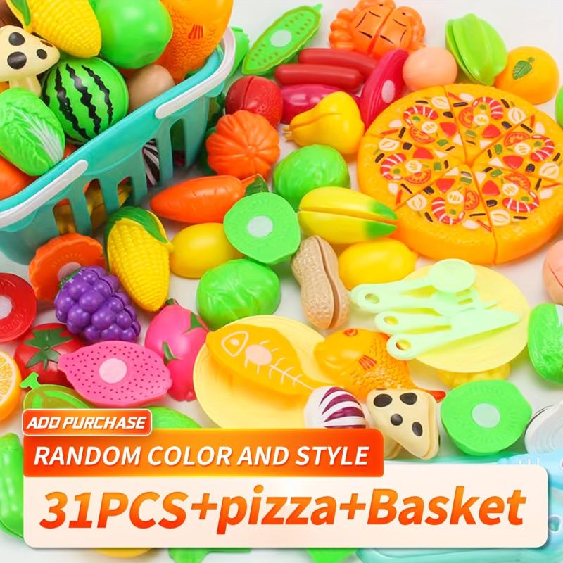 24 Pcs Cut Fruit and Vegetable Toys Pretend Food Toy Set for Kids