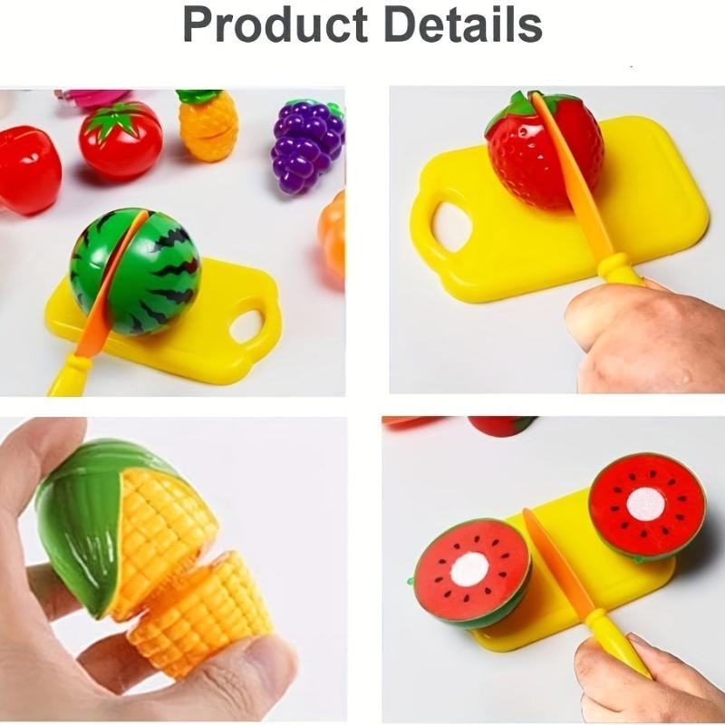 24 Pcs Cut Fruit and Vegetable Toys Pretend Food Toy Set for Kids
