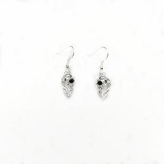 925 Silver Plated Heart Shaped Sapphire Drop Earrings