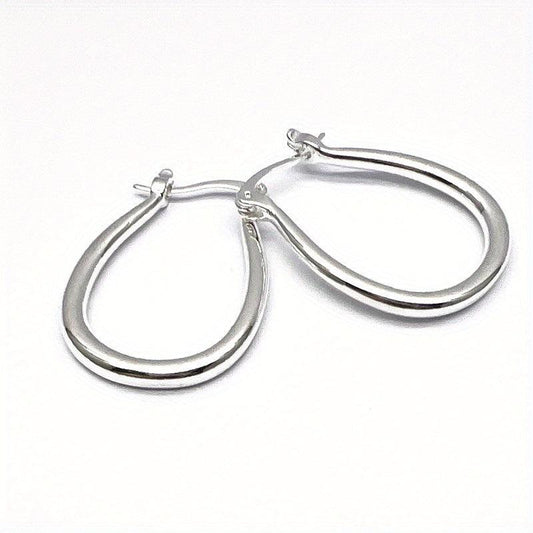 Minimalist Oval Hoop Earrings for Women & Girls