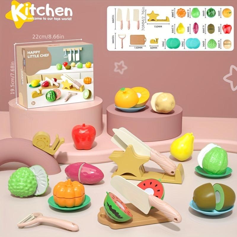 Kids Play Kitchen Toys Fruit Cutting Fun Boys Girls Plastic Vegetable Cutting